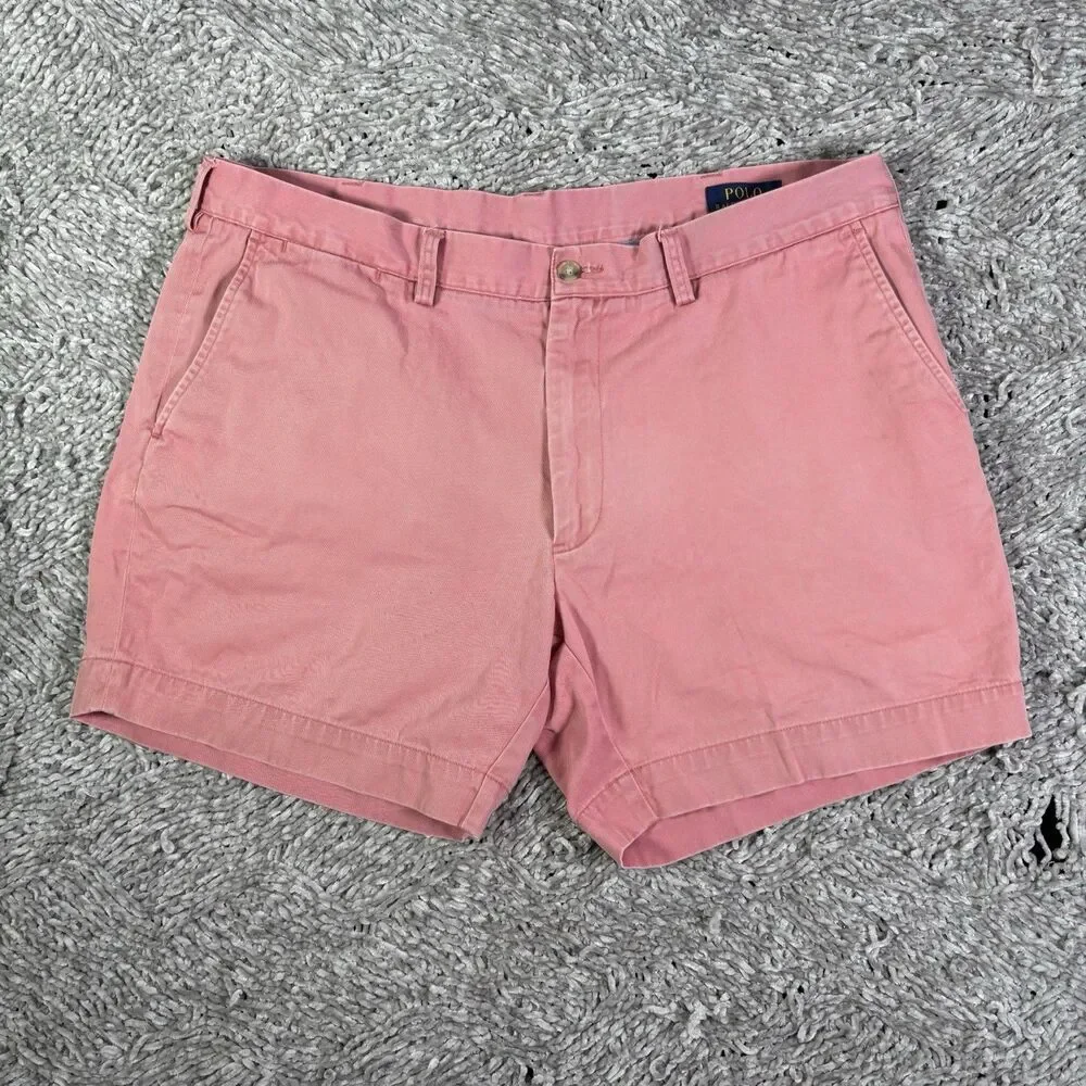 Polo Ralph Lauren Chino Shorts Men 38 Classic Fit 6 Inch Inseam Pink Preppy Golf